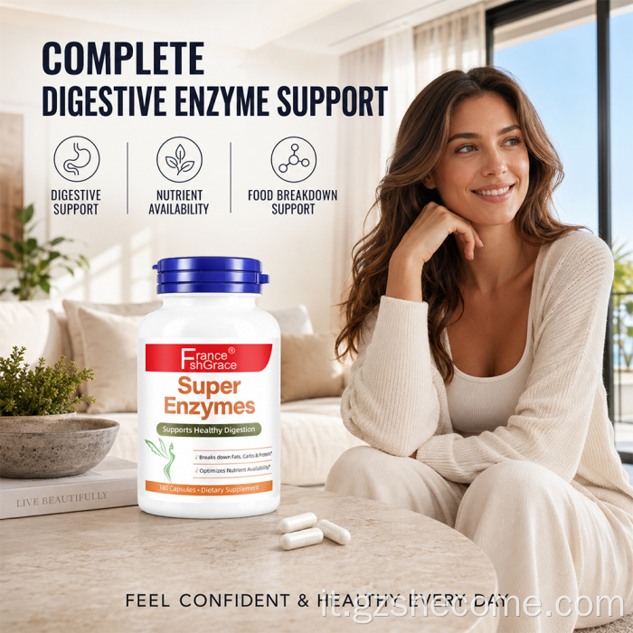 L'integratore di enzimi Shecome 180 capsule supporta la digestione